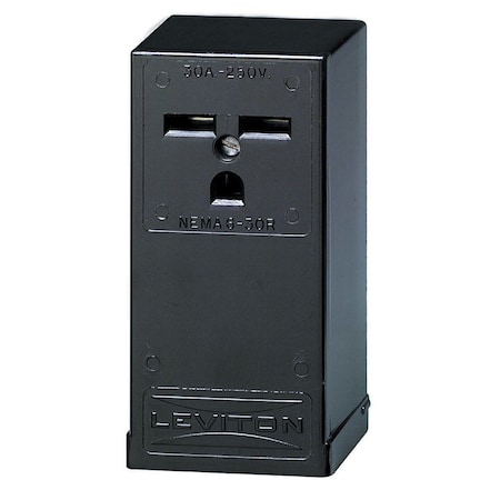 Leviton Straight Blade Receptacle, 6-30R, 30 A, 250V AC, 2 Pole, 3 Wire, Surface Mount, Grounded 05376-P00